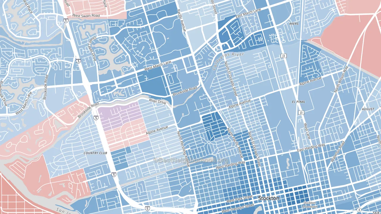 95211, CA block-group political-lean map