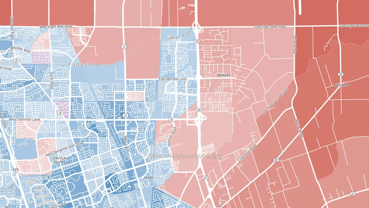 95212, CA block-group political-lean map