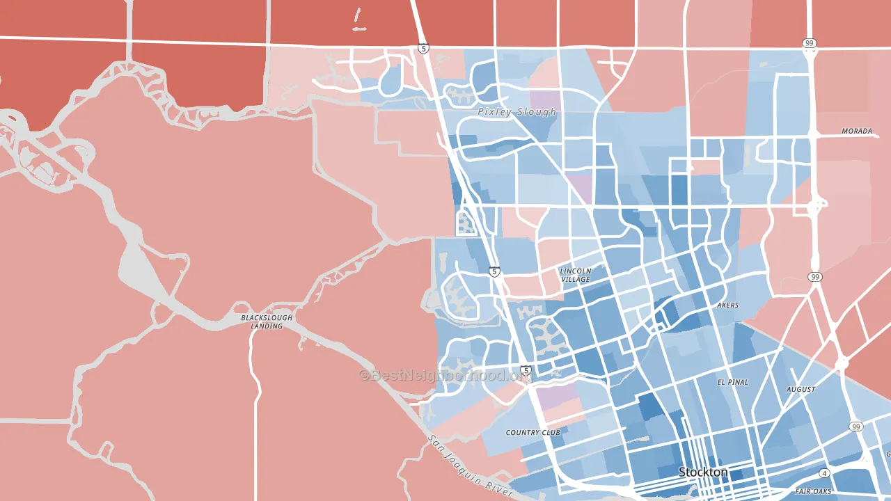 95219, CA block-group political-lean map