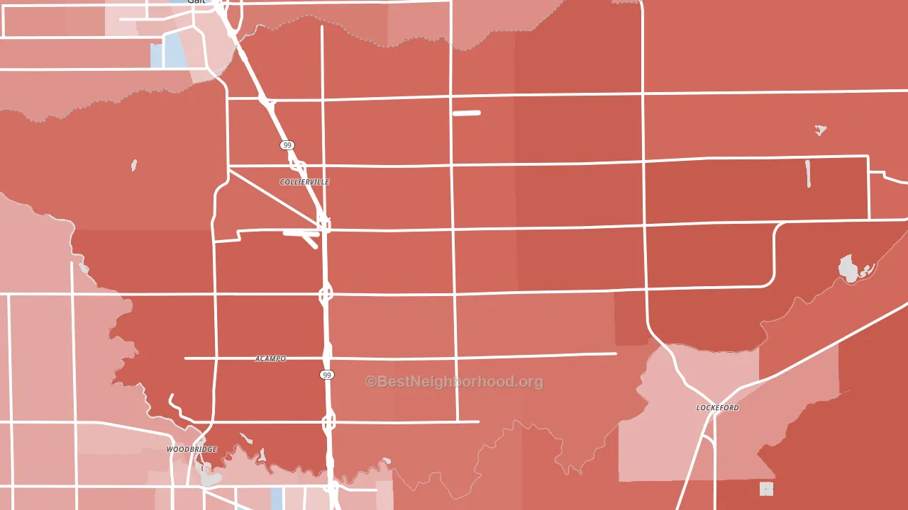 95220, CA block-group political-lean map