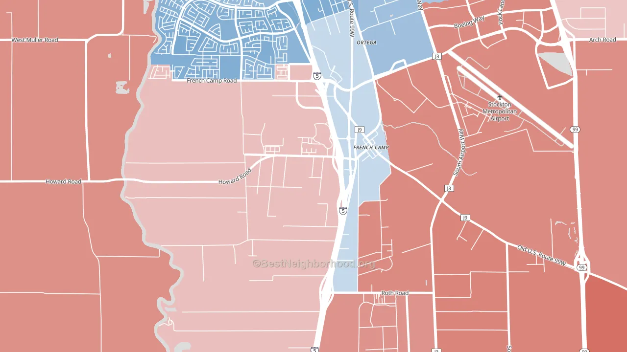 95231, CA block-group political-lean map
