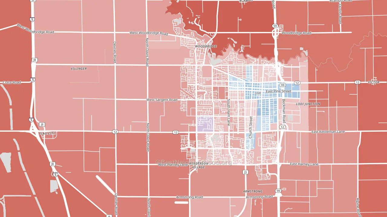 95242, CA block-group political-lean map