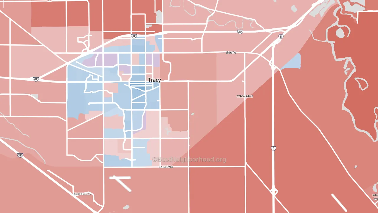95304, CA block-group political-lean map