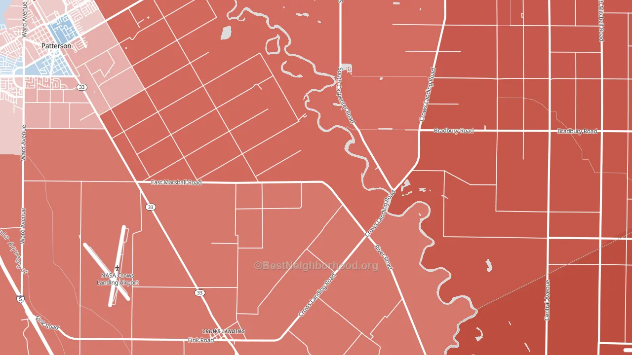 95313, CA block-group political-lean map