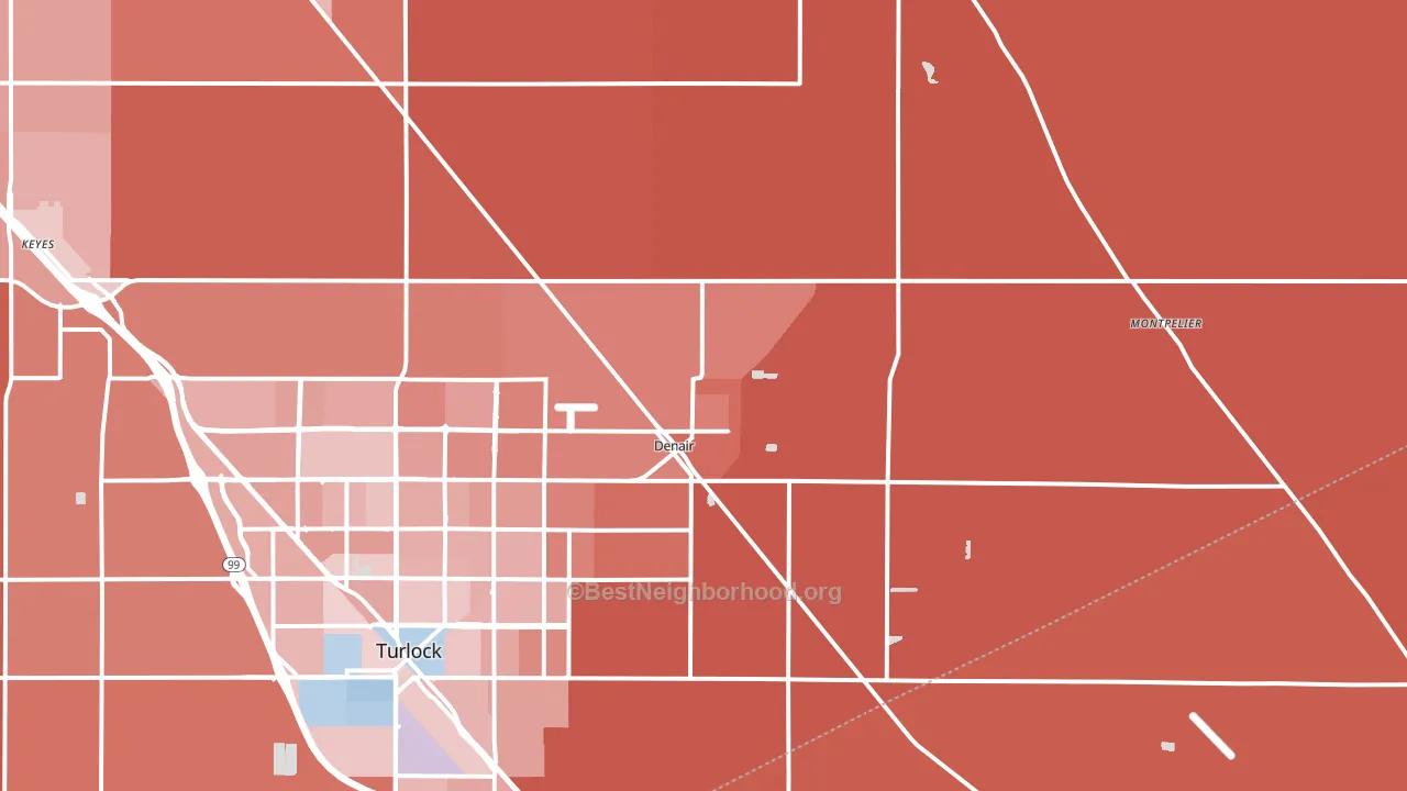 95316, CA block-group political-lean map