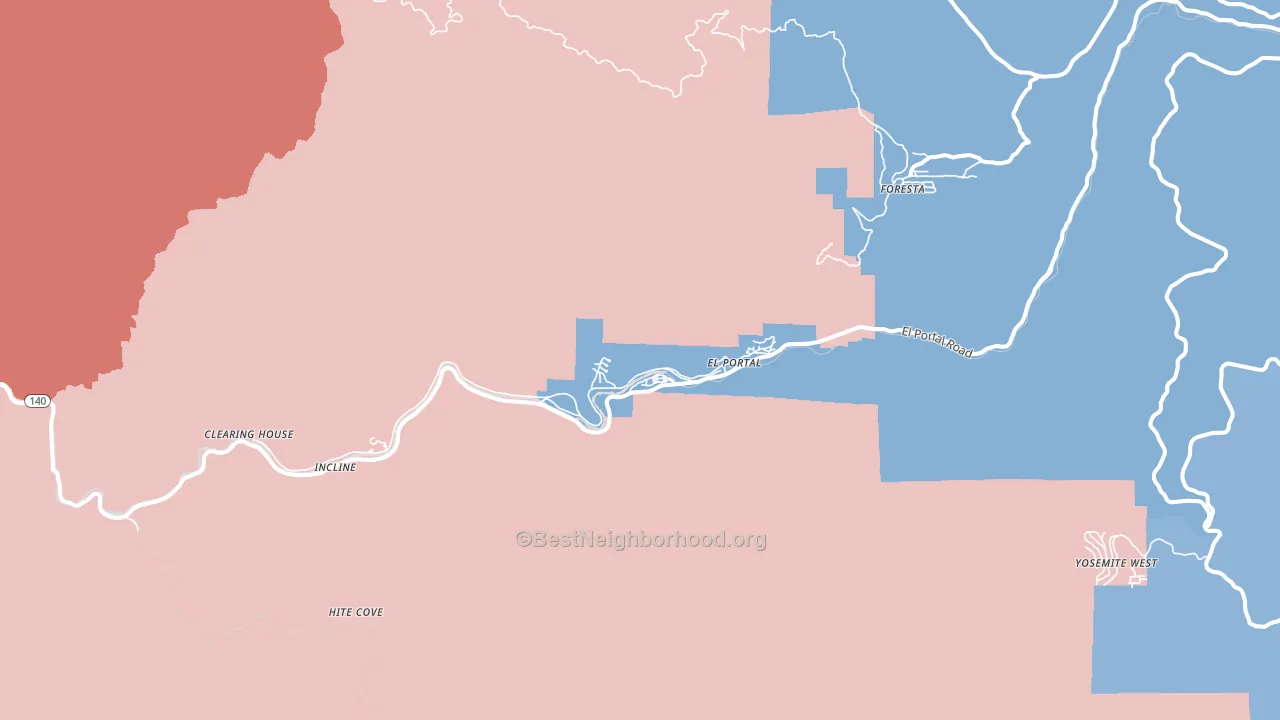 95318, CA block-group political-lean map