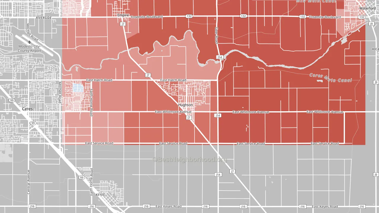 95326, CA block-group political-lean map