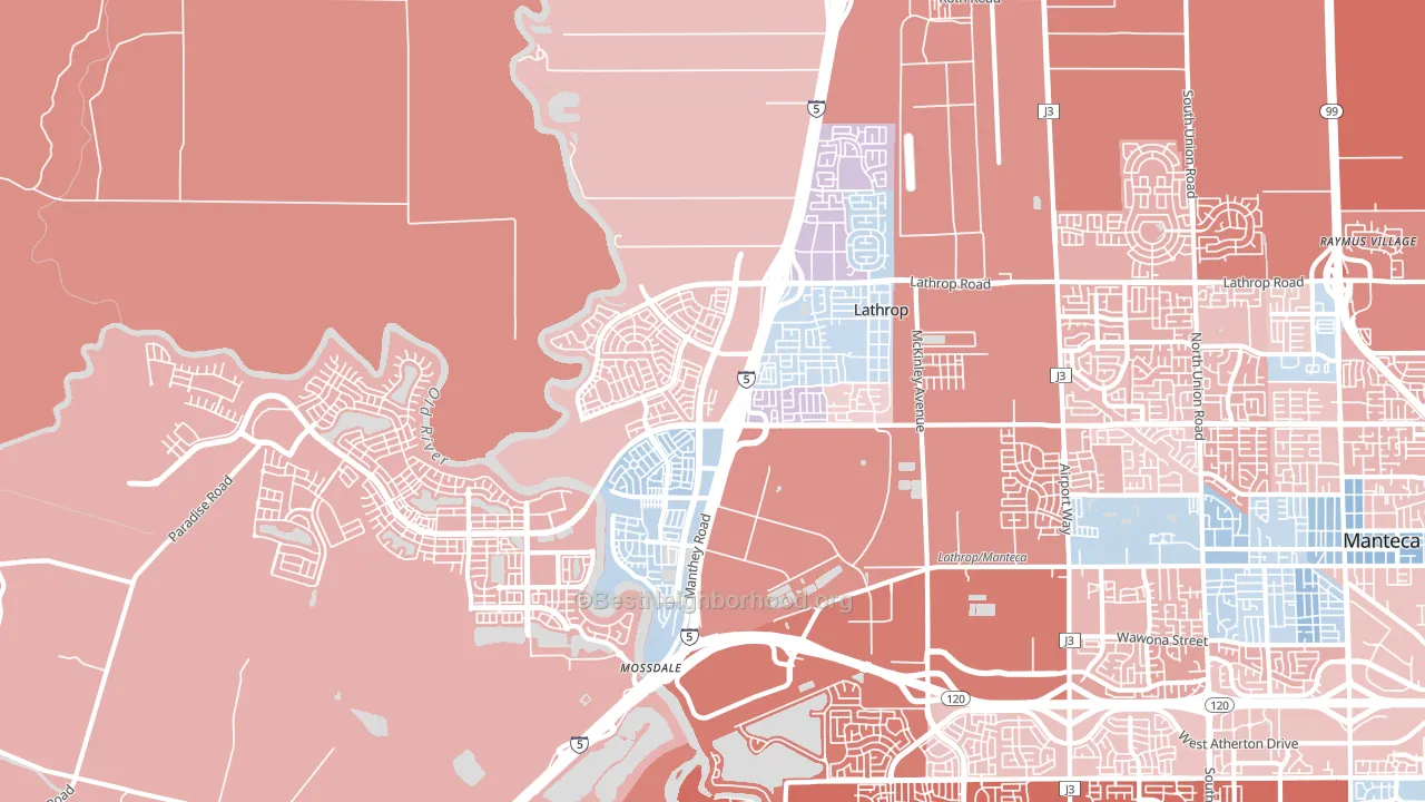 95330, CA block-group political-lean map