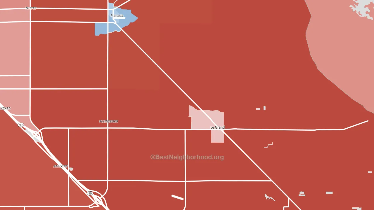 95333, CA block-group political-lean map