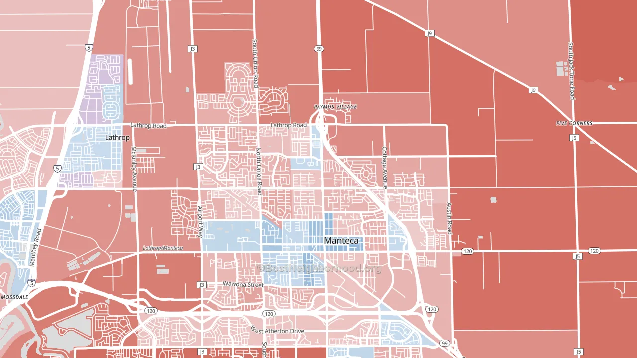 95336, CA block-group political-lean map