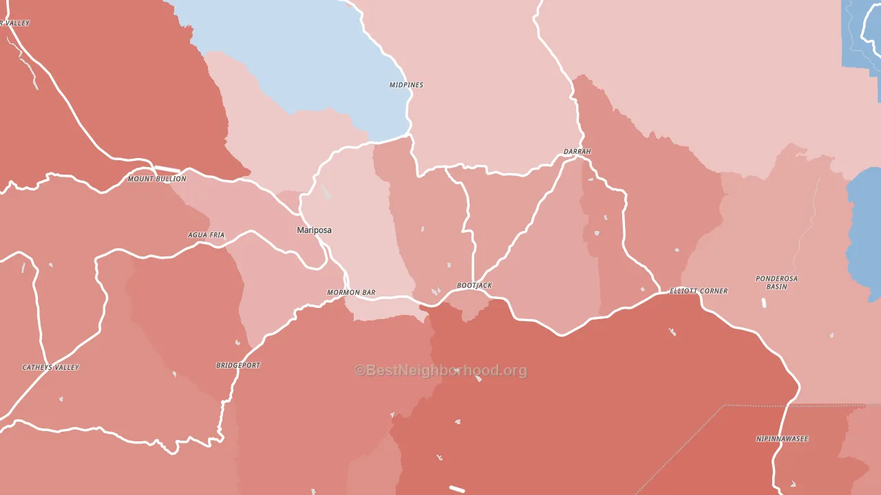 95338, CA block-group political-lean map
