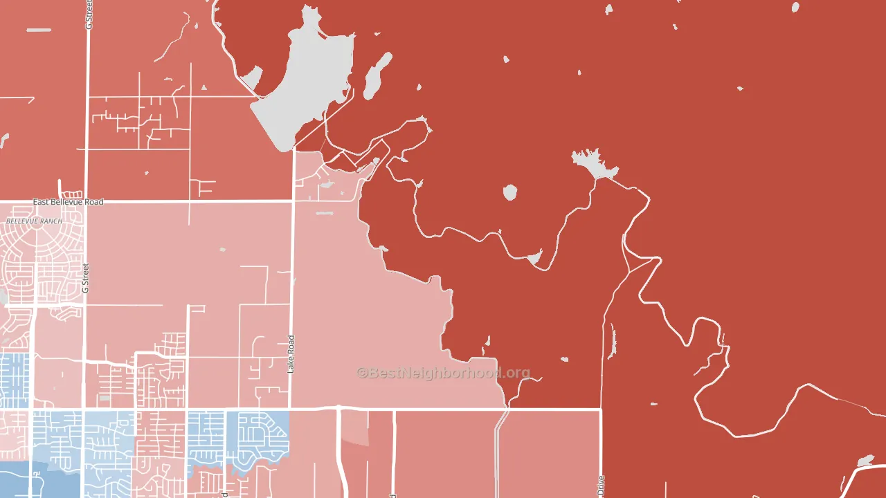 95343, CA block-group political-lean map
