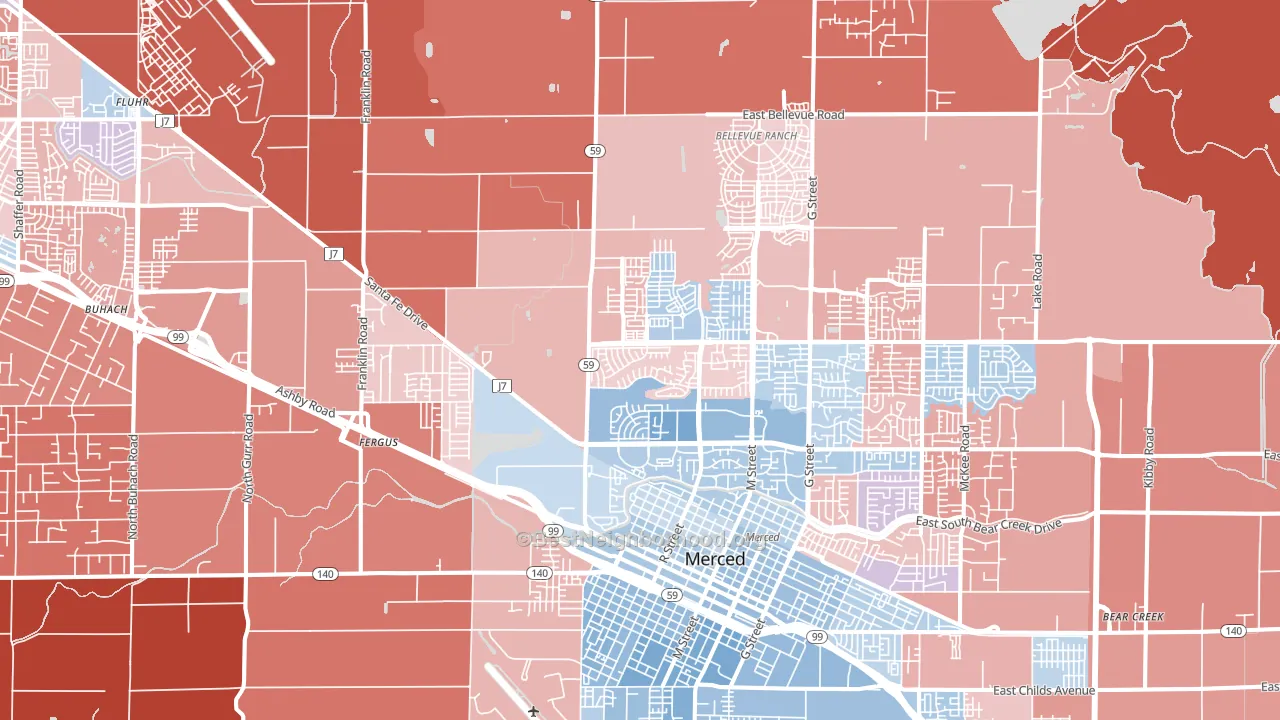95348, CA block-group political-lean map