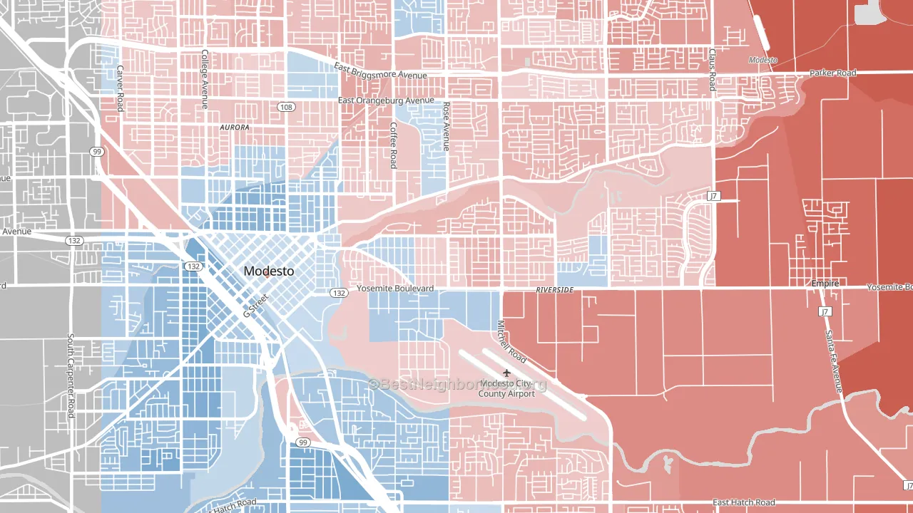 95354, CA block-group political-lean map