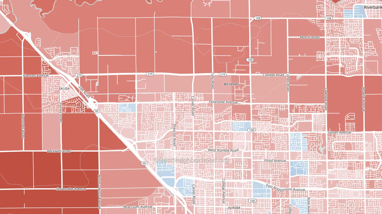 95356, CA block-group political-lean map
