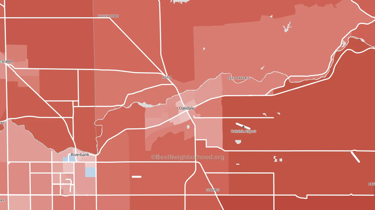 95361, CA block-group political-lean map