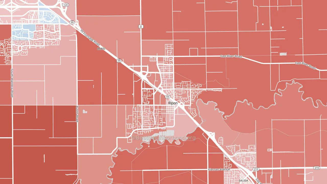 95366, CA block-group political-lean map