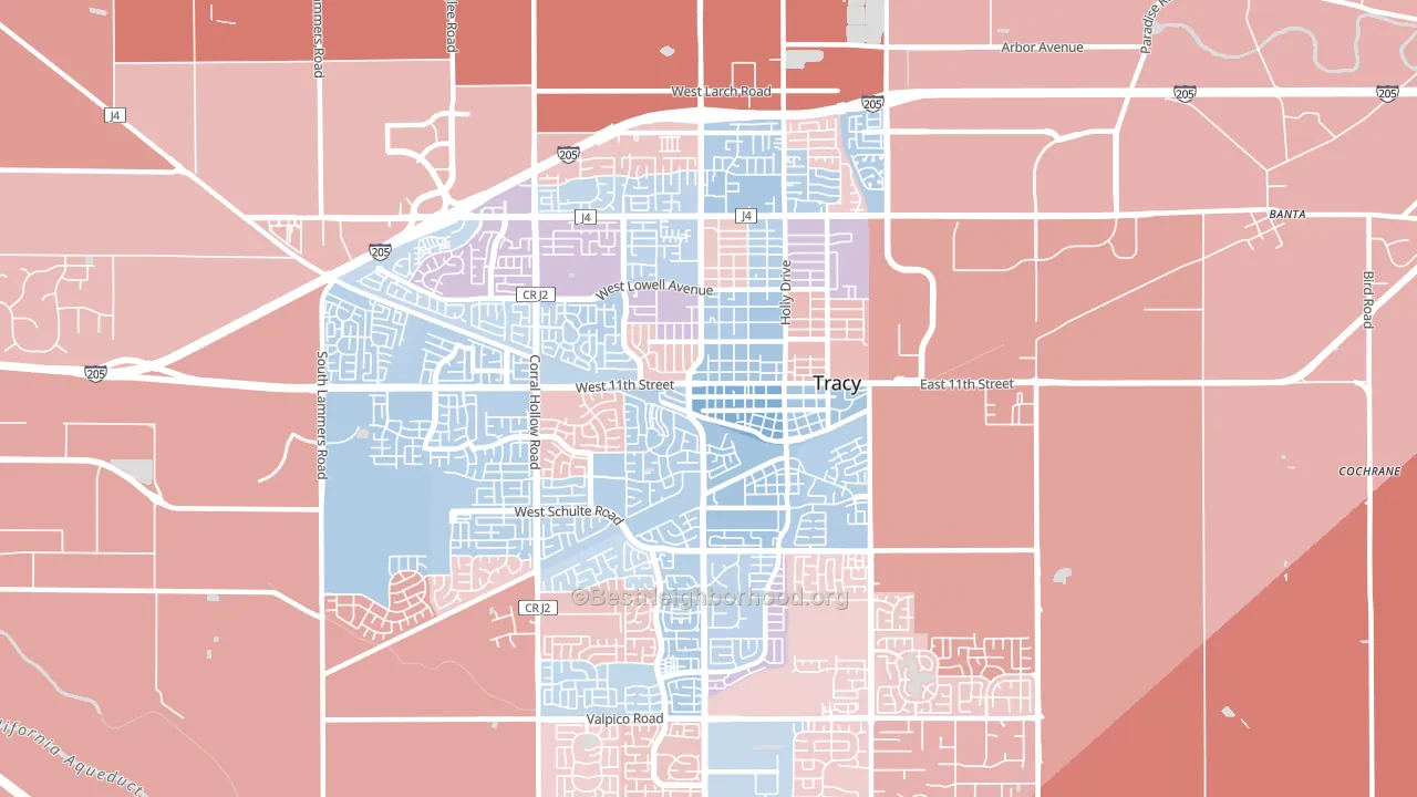 95376, CA block-group political-lean map