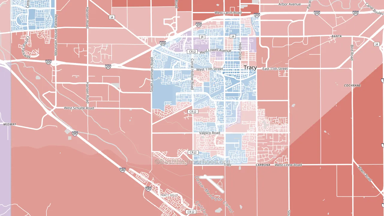 95377, CA block-group political-lean map