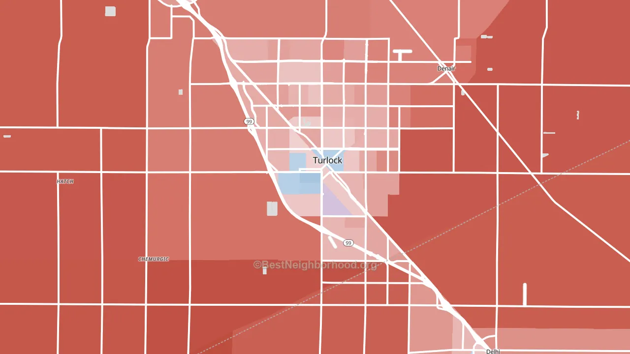 95380, CA block-group political-lean map