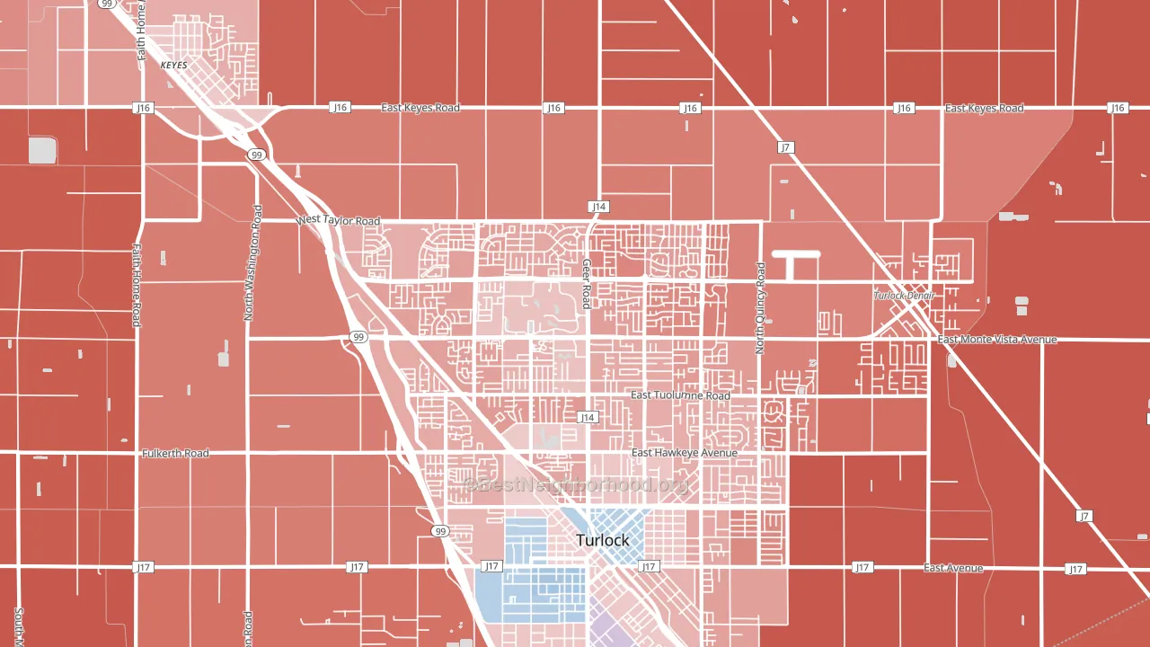 95382, CA block-group political-lean map