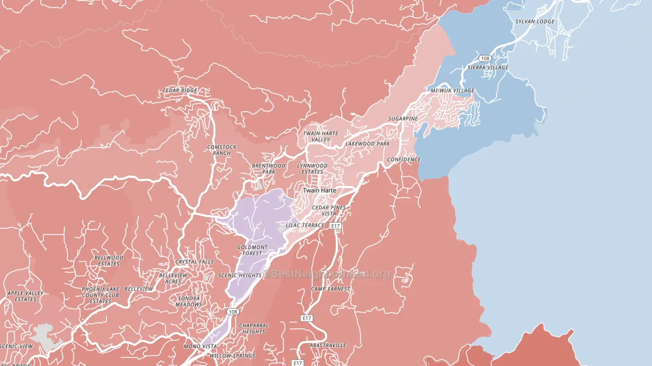 95383, CA block-group political-lean map