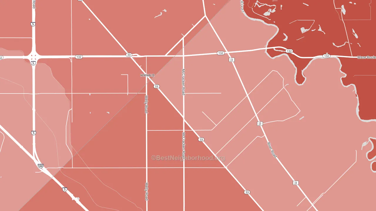 95385, CA block-group political-lean map