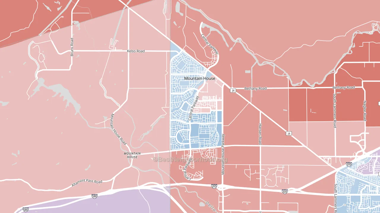 95391, CA block-group political-lean map