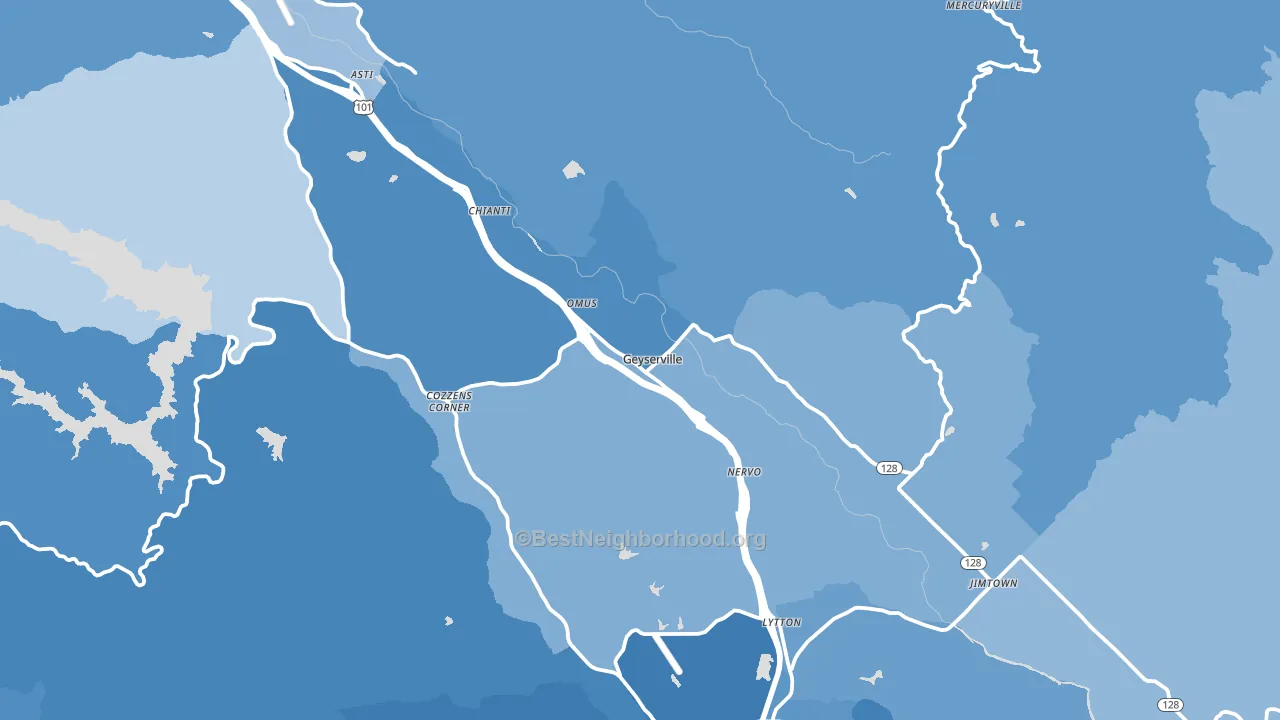 95441, CA block-group political-lean map