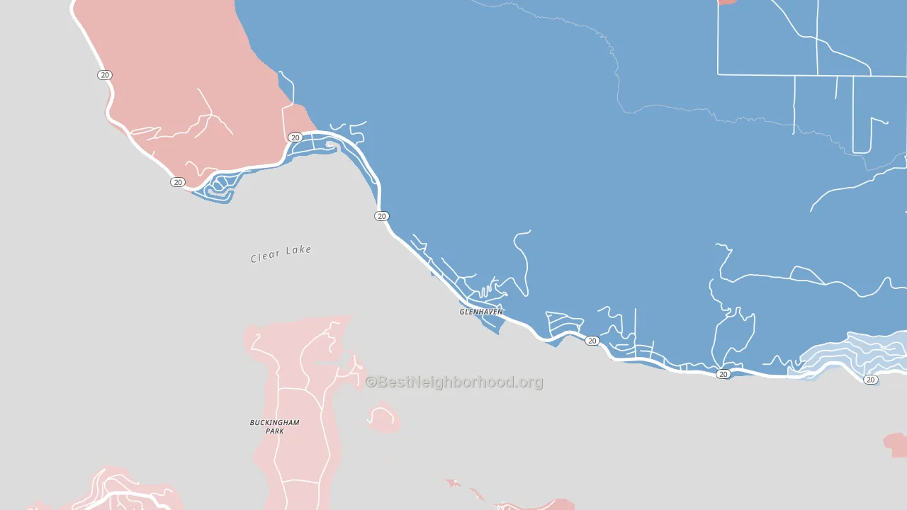 95443, CA block-group political-lean map