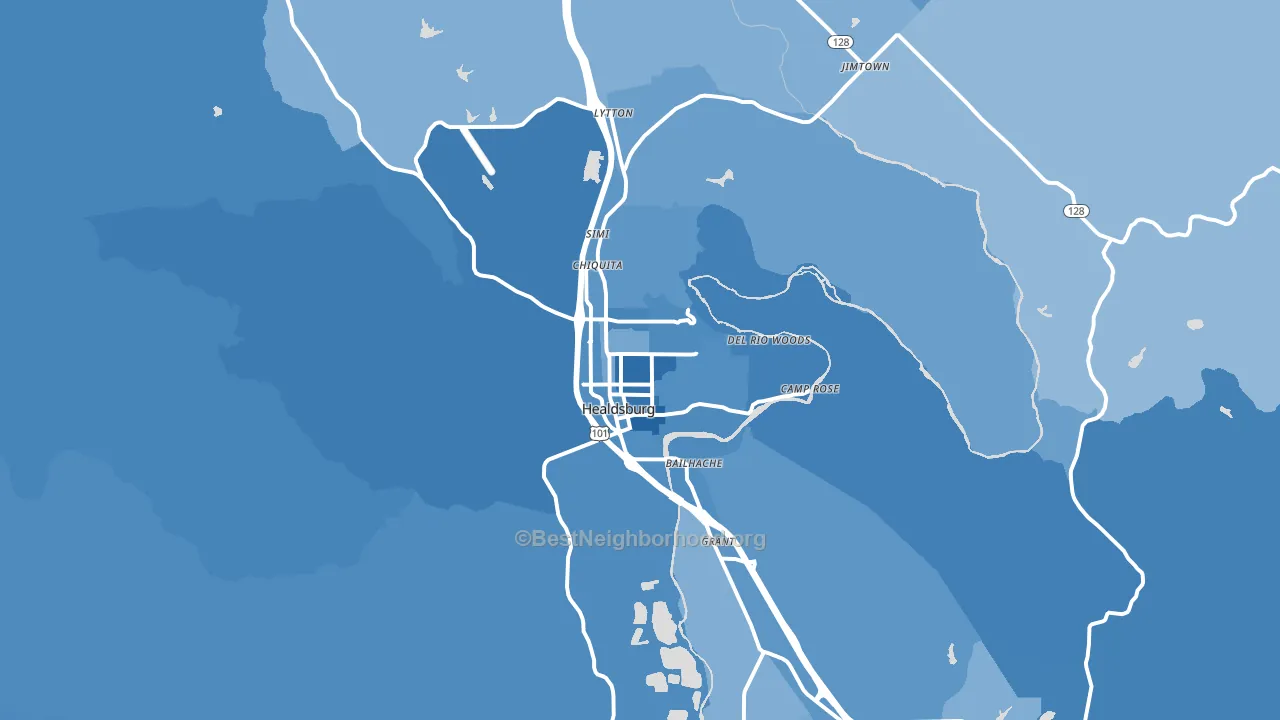 95448, CA block-group political-lean map
