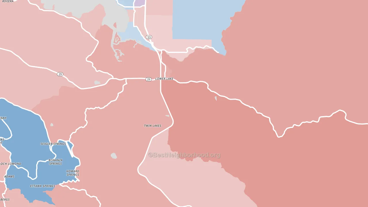 95457, CA block-group political-lean map