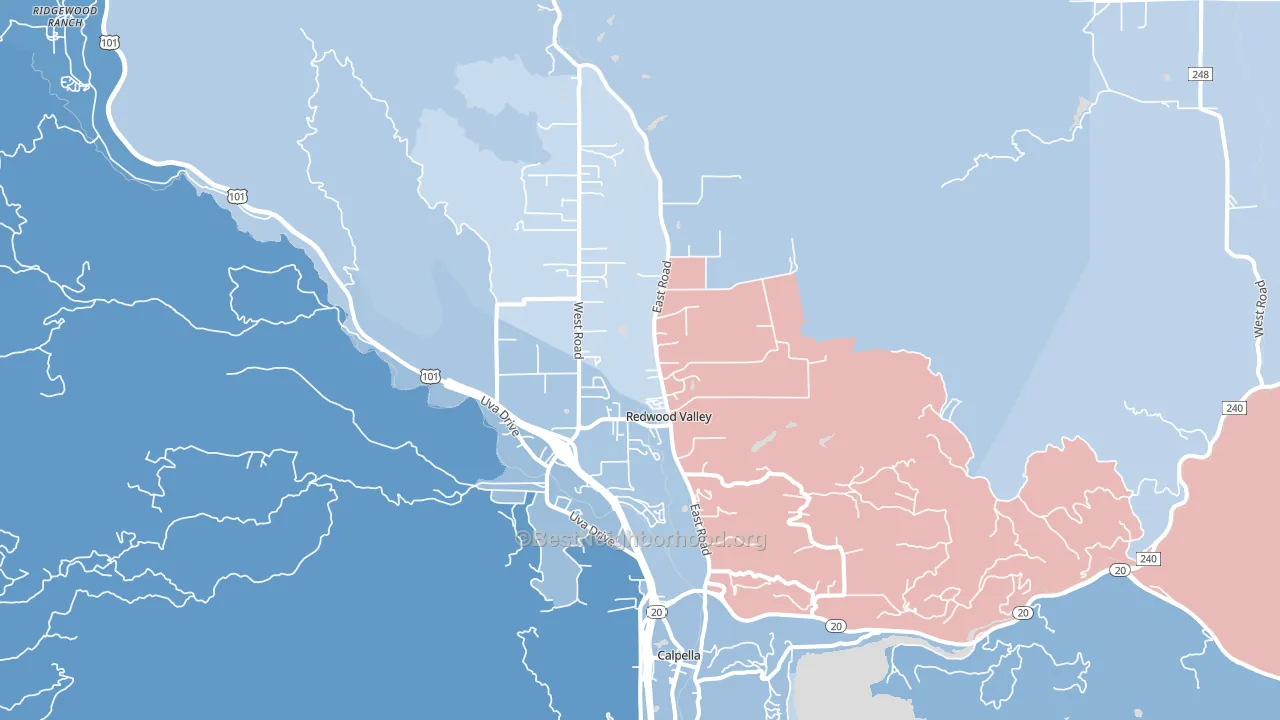 95470, CA block-group political-lean map
