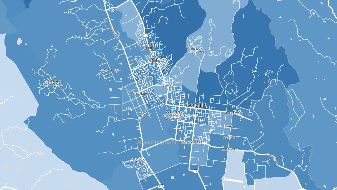 95476, CA block-group political-lean map