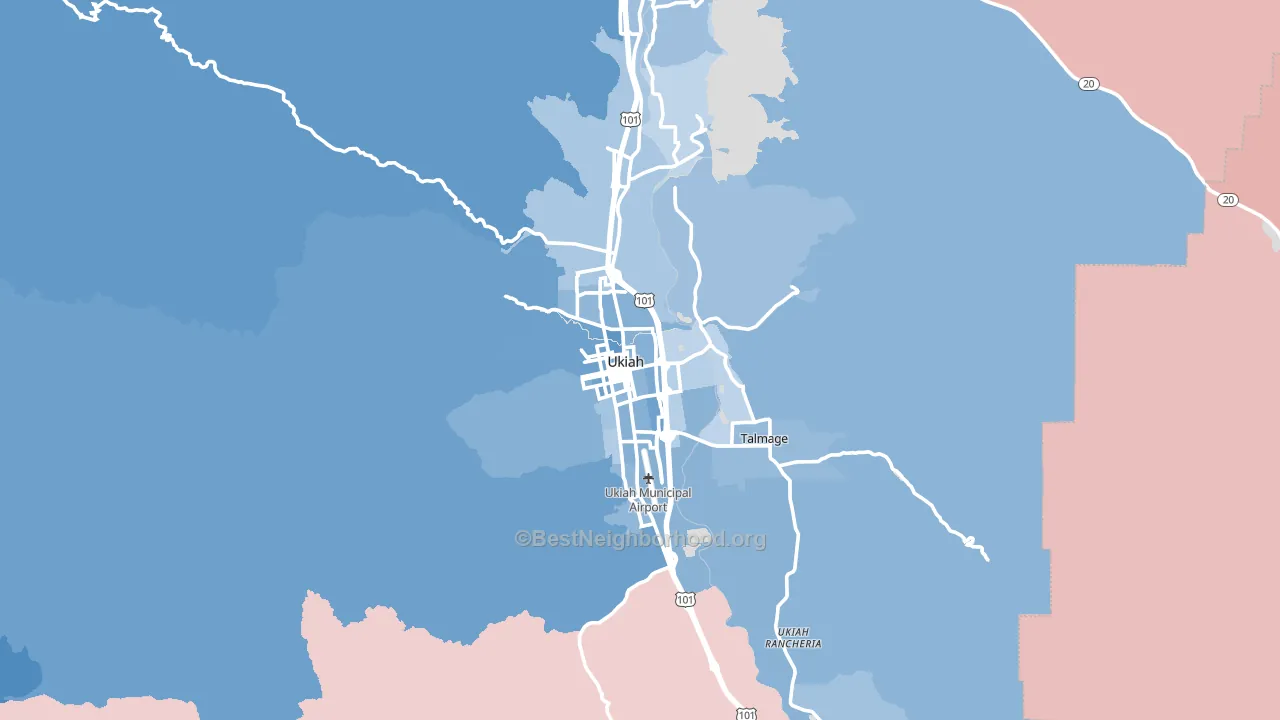 95482, CA block-group political-lean map
