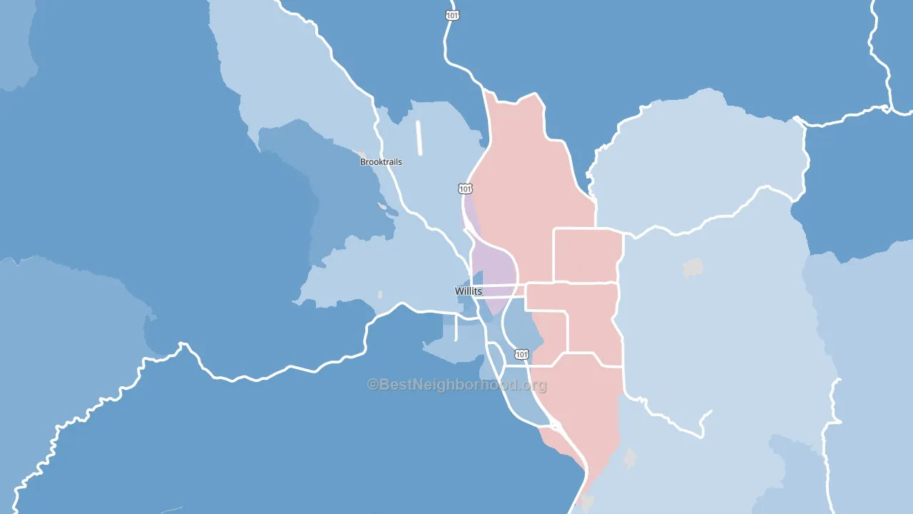 95490, CA block-group political-lean map