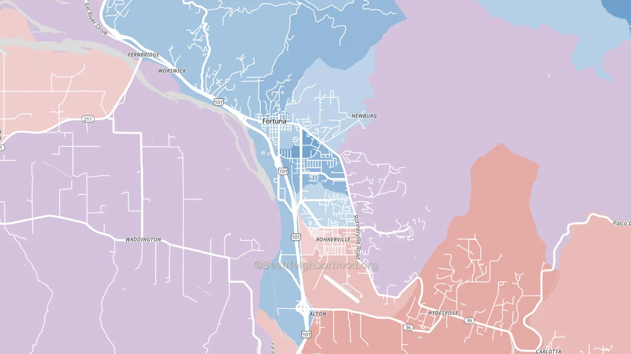 95540, CA block-group political-lean map
