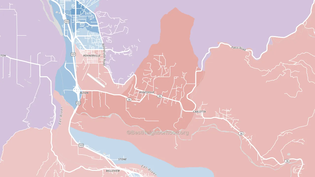 95547, CA block-group political-lean map