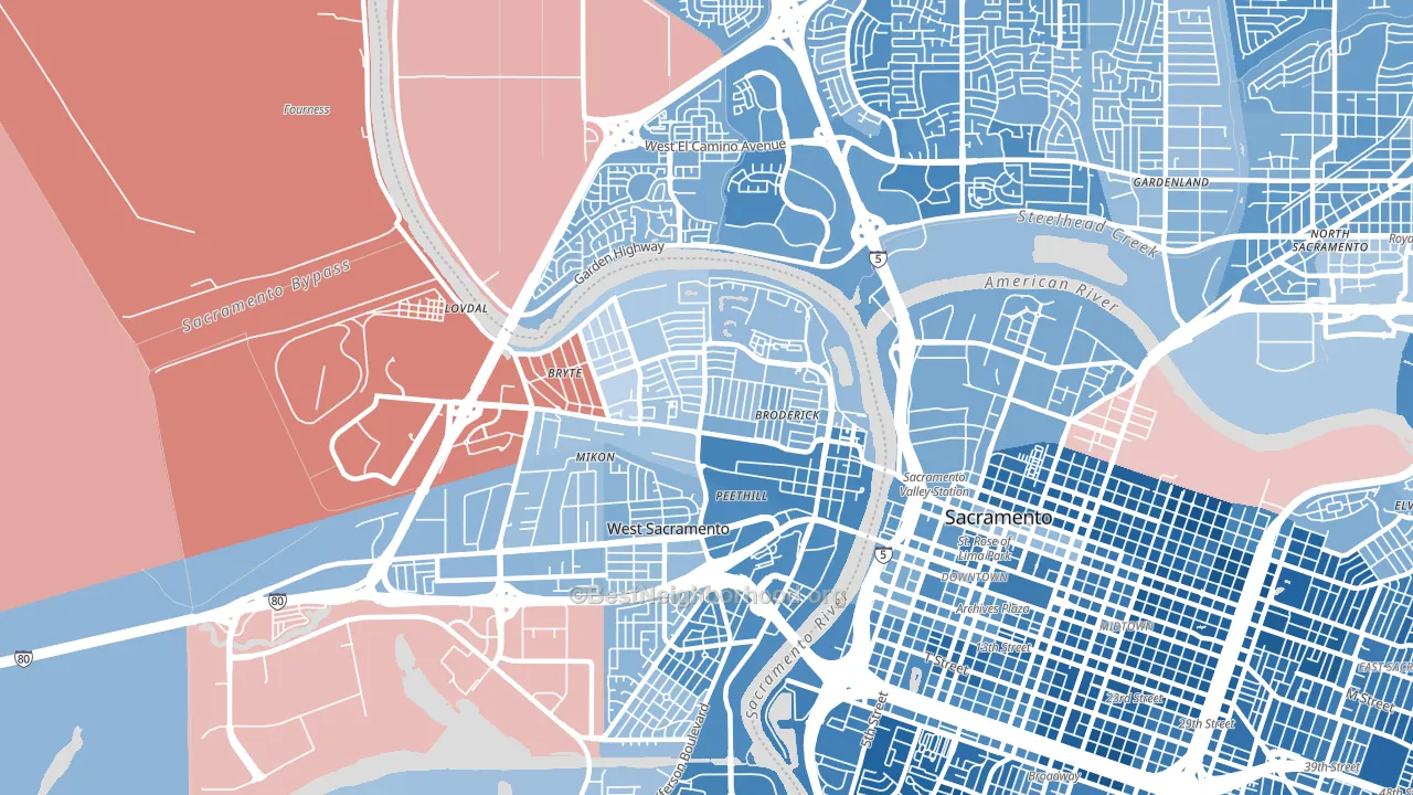 95605, CA block-group political-lean map