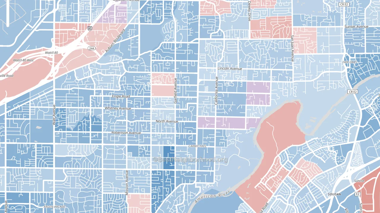 95608, CA block-group political-lean map