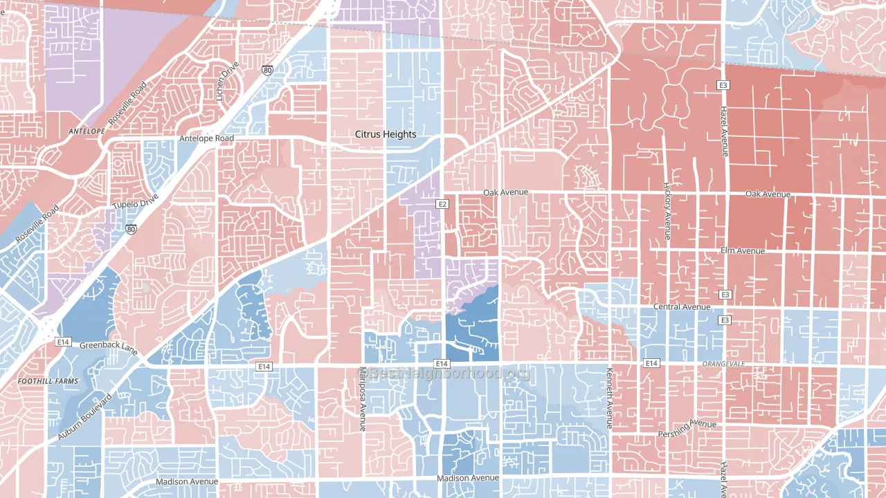 95610, CA block-group political-lean map