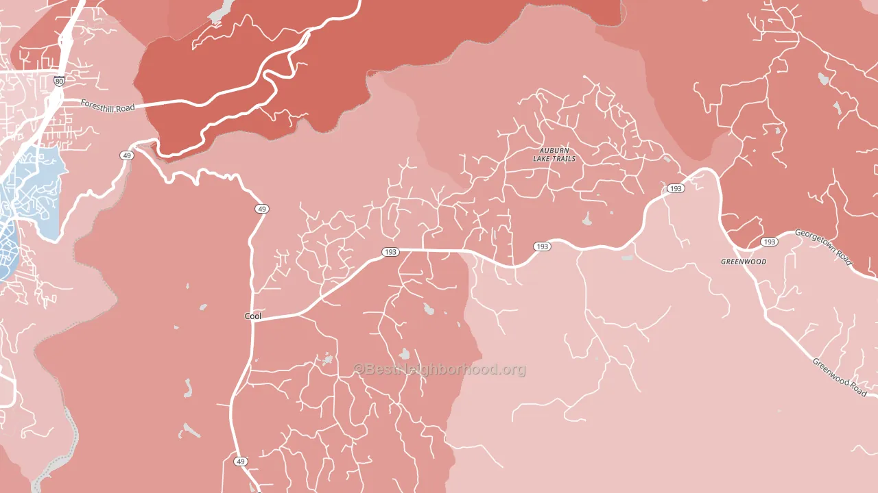 95614, CA block-group political-lean map