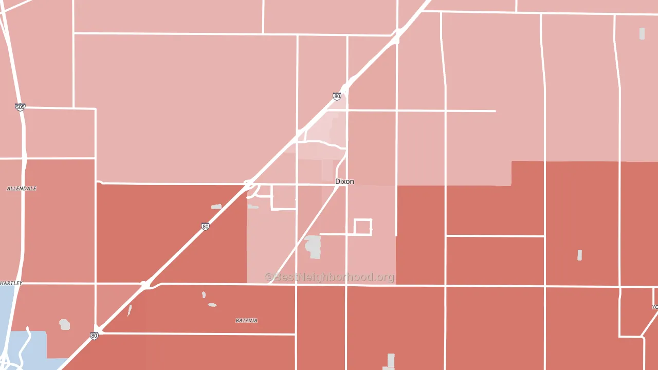 95620, CA block-group political-lean map