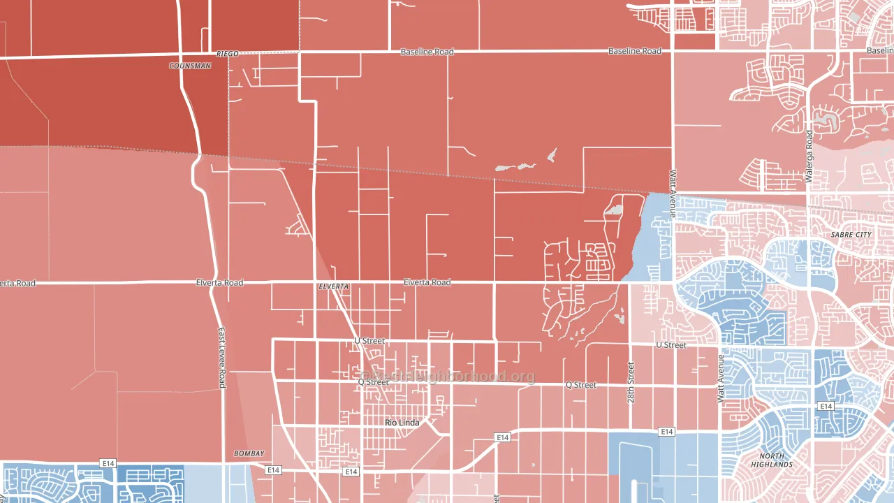 95626, CA block-group political-lean map