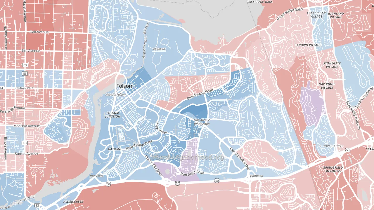 95630, CA block-group political-lean map