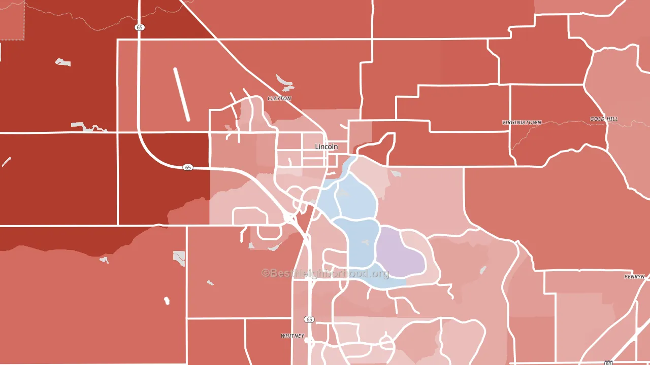 95648, CA block-group political-lean map