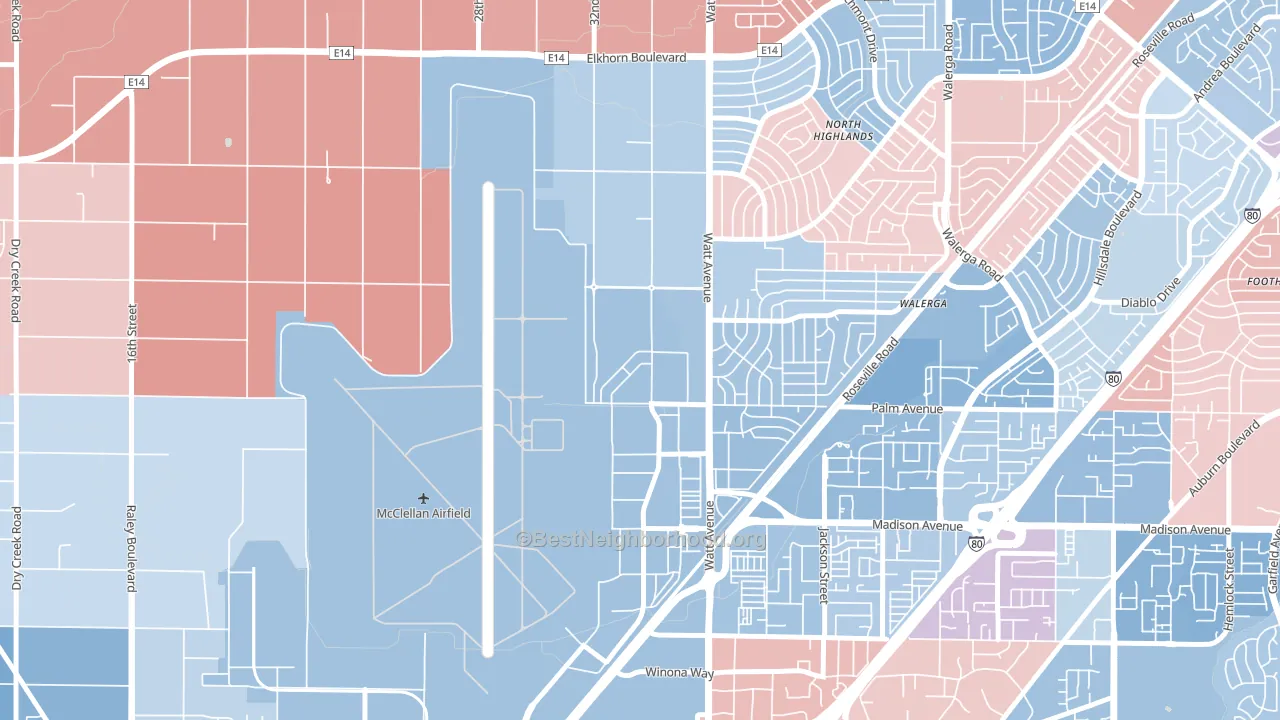 95652, CA block-group political-lean map