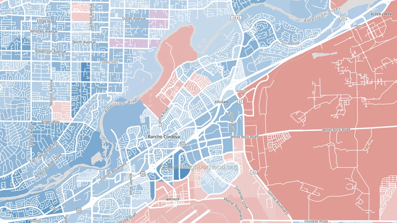 95670, CA block-group political-lean map