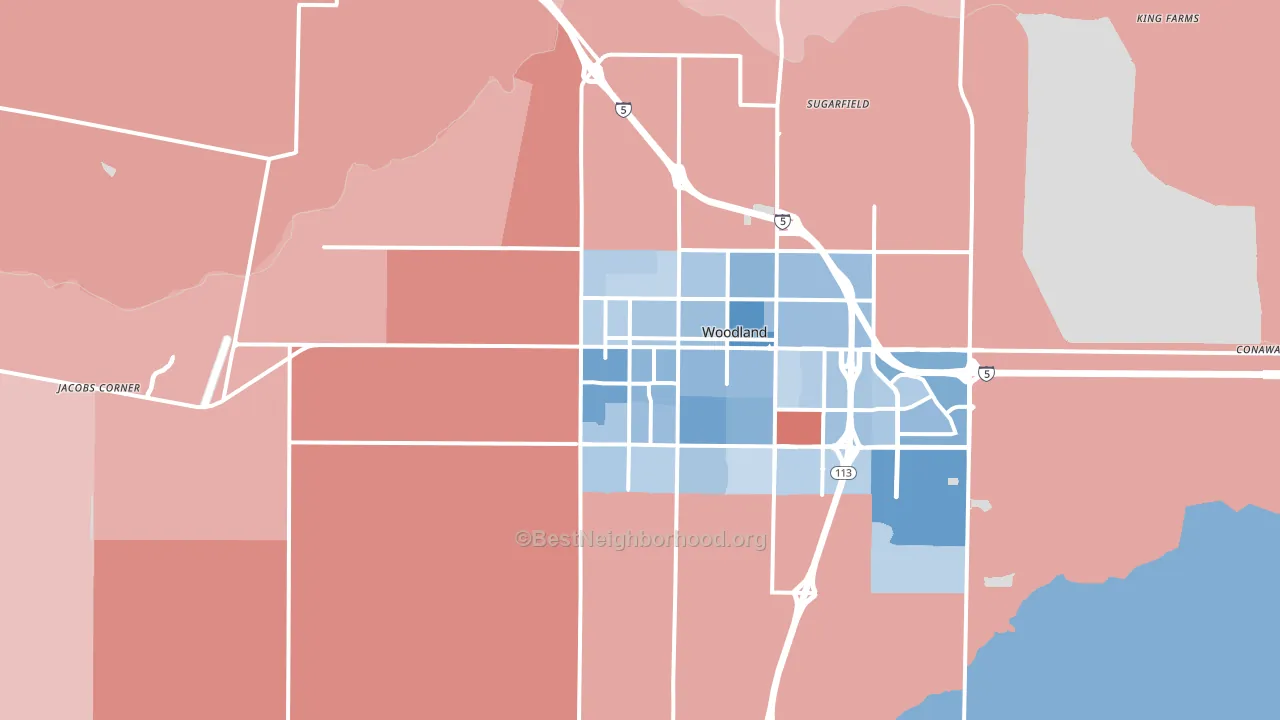 95695, CA block-group political-lean map