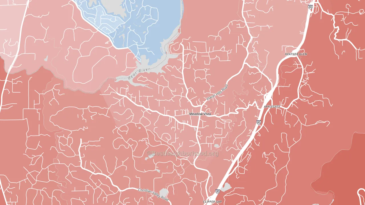 95722, CA block-group political-lean map